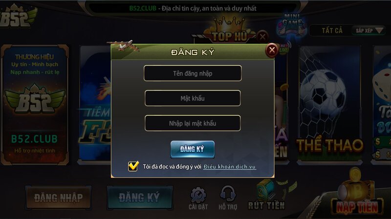 Đăng ký tài khoản B52CLUB nhận ngay 50K 