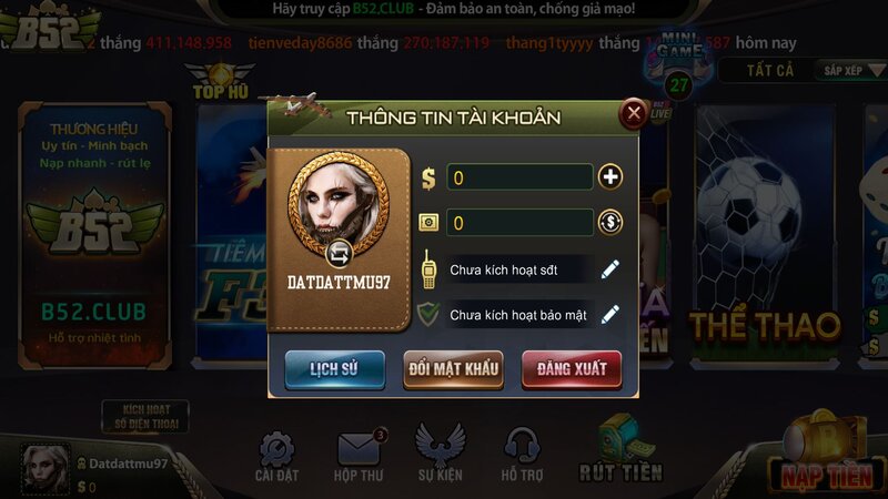 Hướng dẫn cách quản lý thông tin user tại B52CLUB