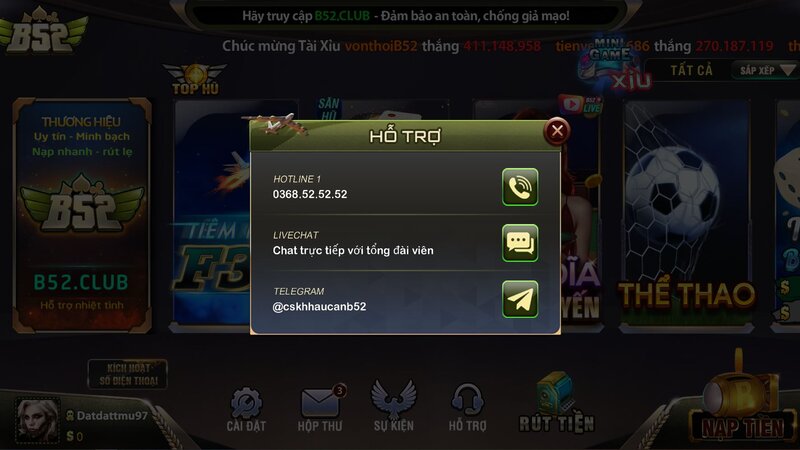 3 phương thức để liên hệ đội CSKH B52CLUB